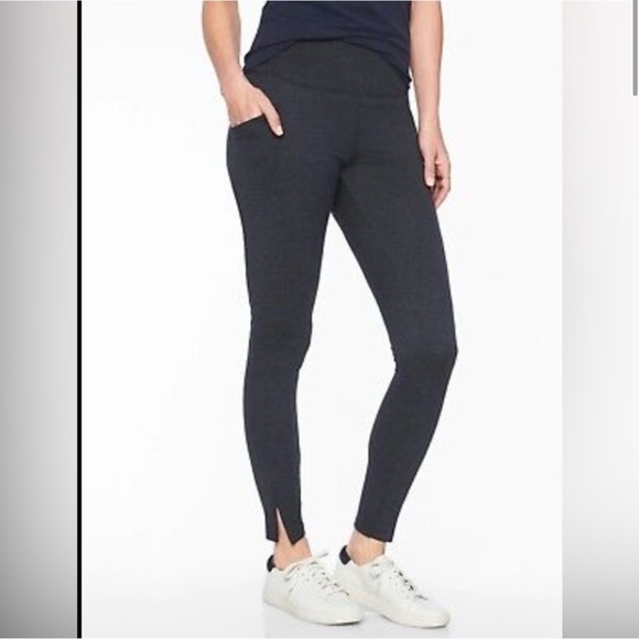 Athleta Black Blue Herringbone Mercer Tights Leggings Tights Pants Size M - Picture 2 of 16